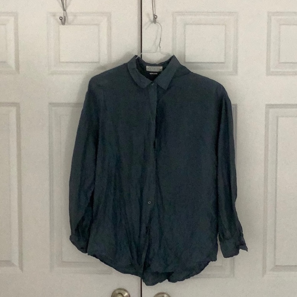 Vintage Express silk blouse in slate blue.